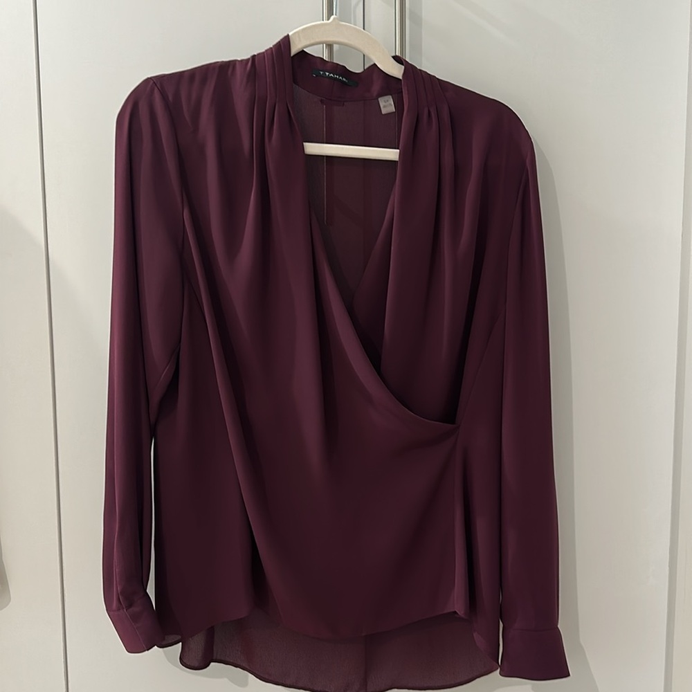 Like new! T Tahari maroon blouse